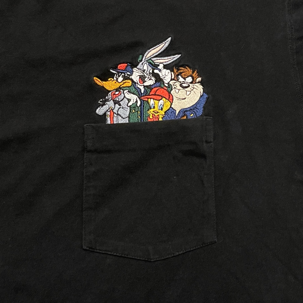Vintage 1994 Looney Tunes Bugs Bunny Daffy Duck Tweety Pocket Tee Shirt Size XL - Picture 2 of 6